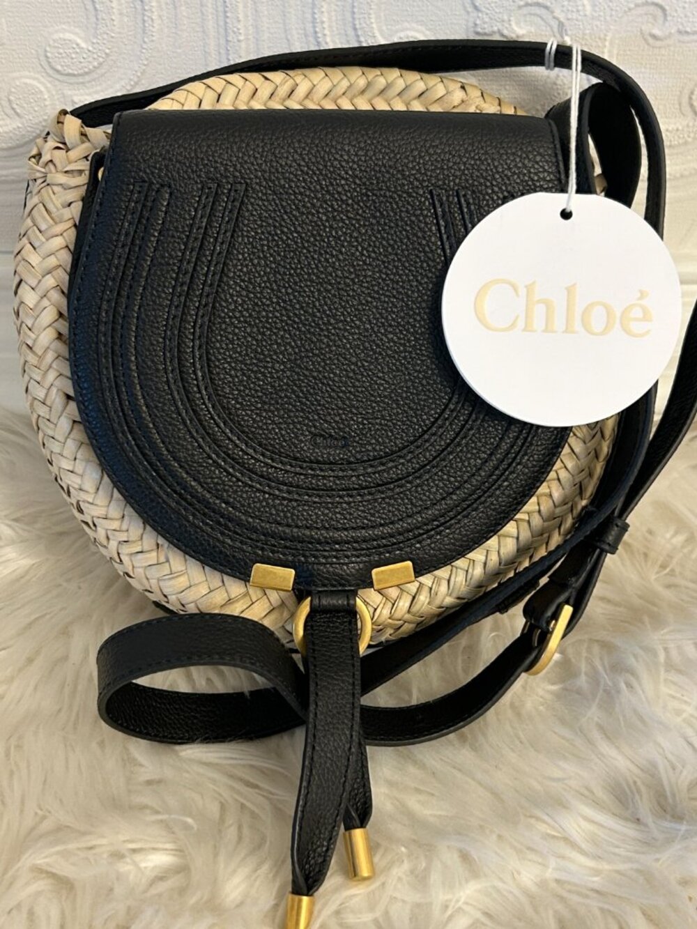 Chloe Marcie Raffia Saddle Bag, New with Tags!